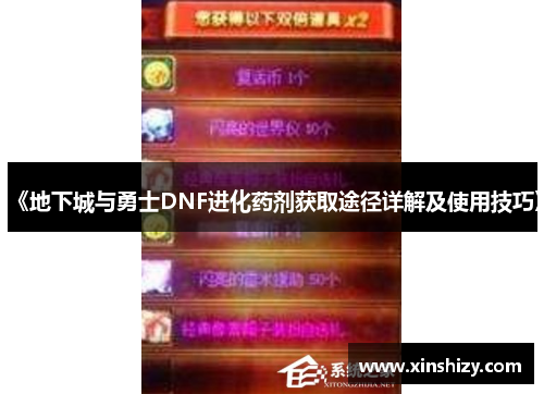 《地下城与勇士DNF进化药剂获取途径详解及使用技巧》